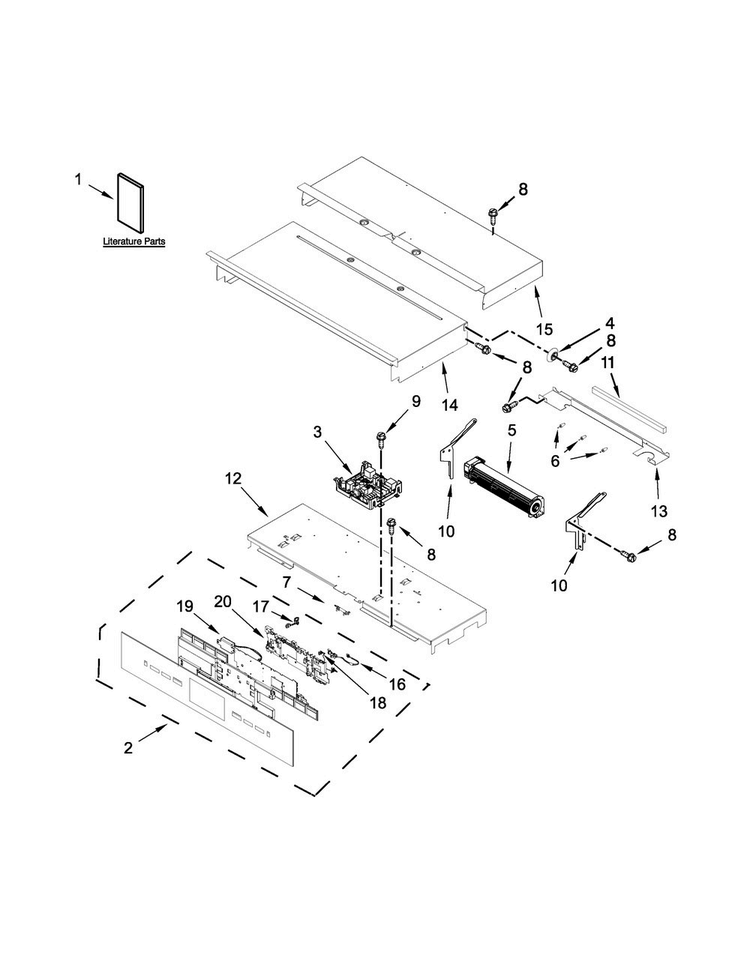 Control Panel Parts Diagram and Parts List for JJW3830DB01  Jenn-Air Wall Oven