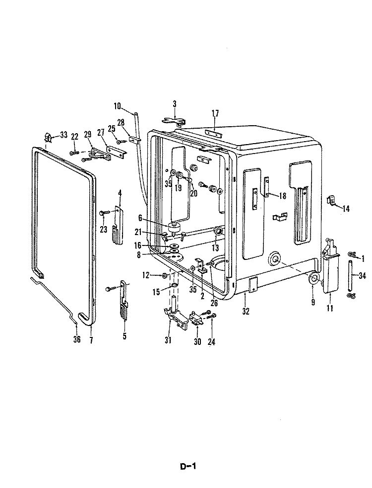 TUB Diagram and Parts List for DU24D2AC-1  Maytag Dishwasher