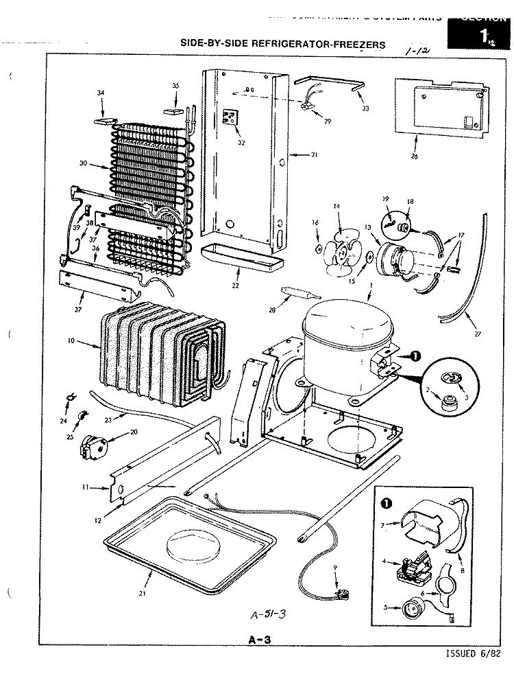 UNIT COMPARTMENT & SYSTEM Diagram and Parts List for RND22AA-3A 2L48A Admiral Refrigerator