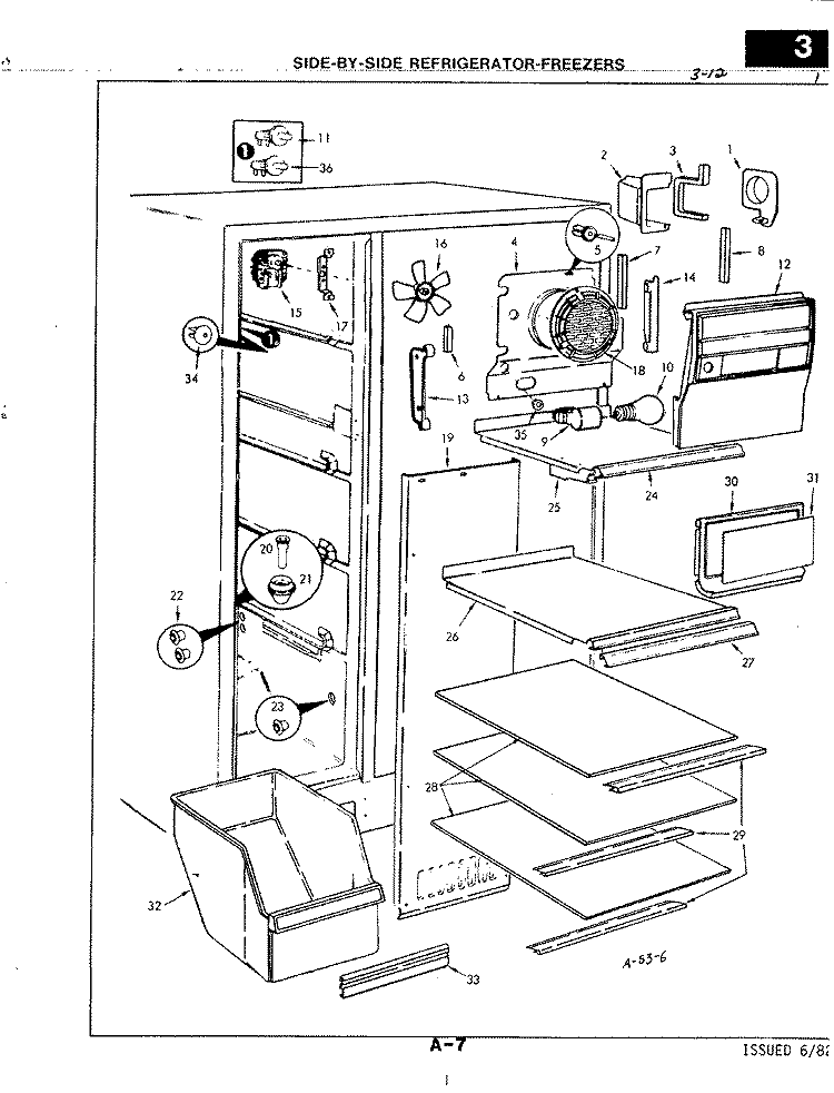 FREEZER COMPARTMENT Diagram and Parts List for RND22AA-3A 2L48A Admiral Refrigerator