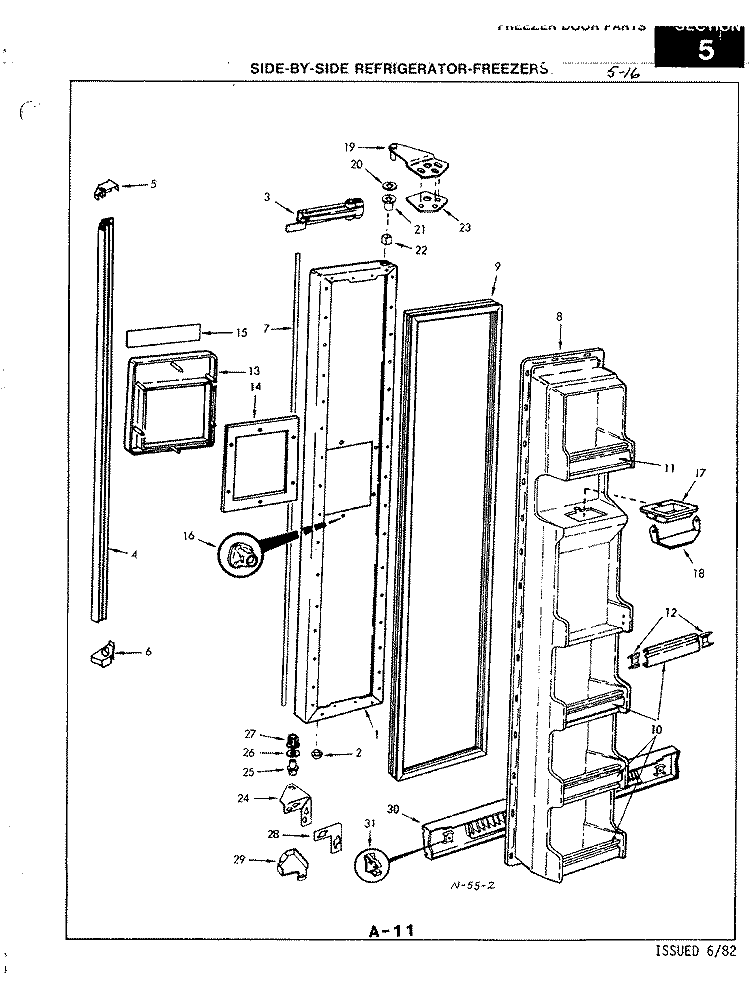 FREEZER DOOR Diagram and Parts List for RND22AA-3A 2L48A Admiral Refrigerator