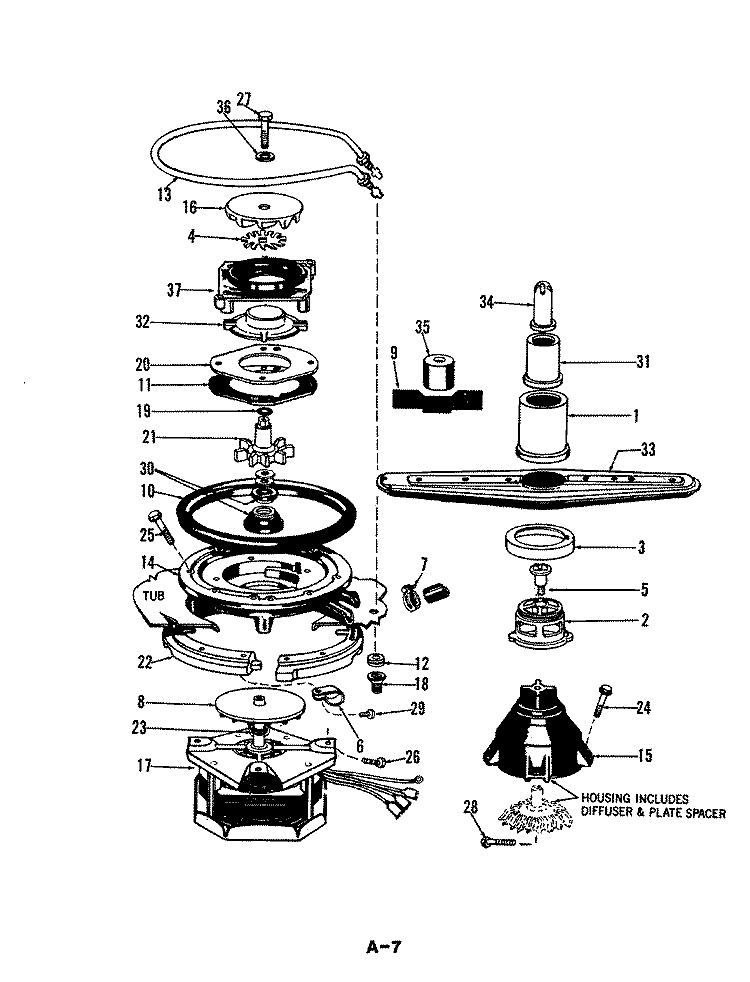 MOTOR & PUMP Diagram and Parts List for DU18H4  Maytag Dishwasher