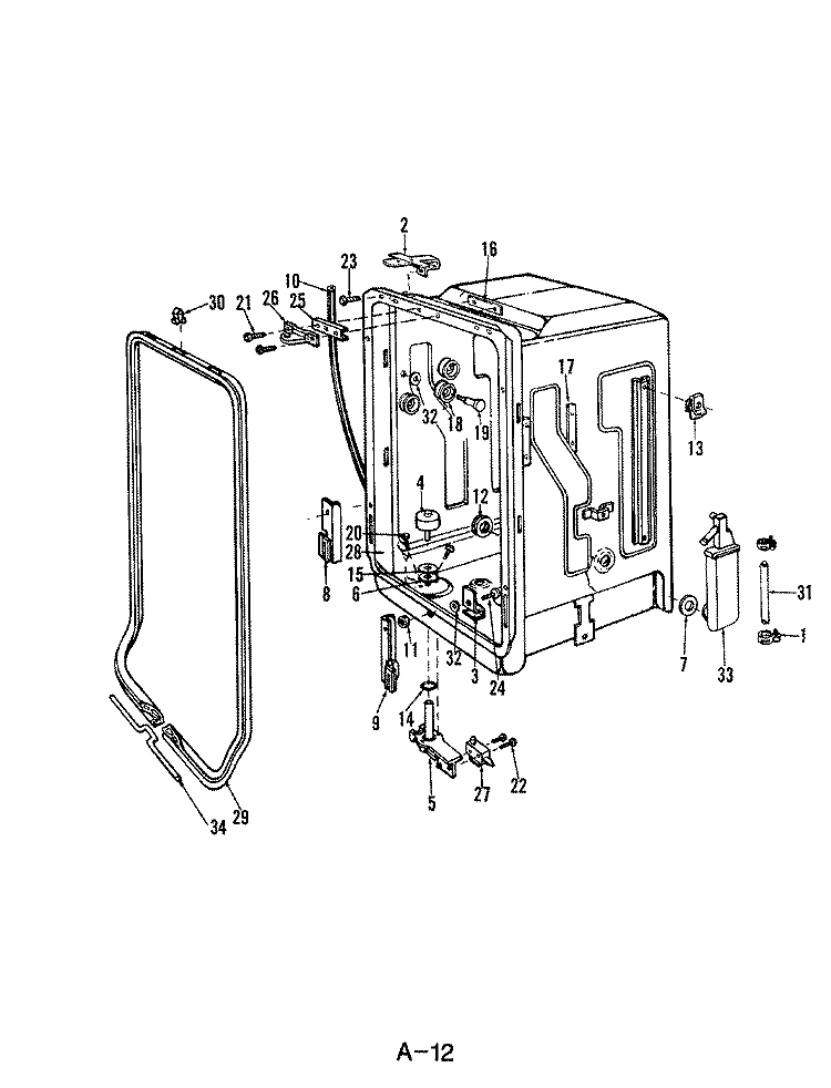 TUB Diagram and Parts List for DU18H4  Maytag Dishwasher