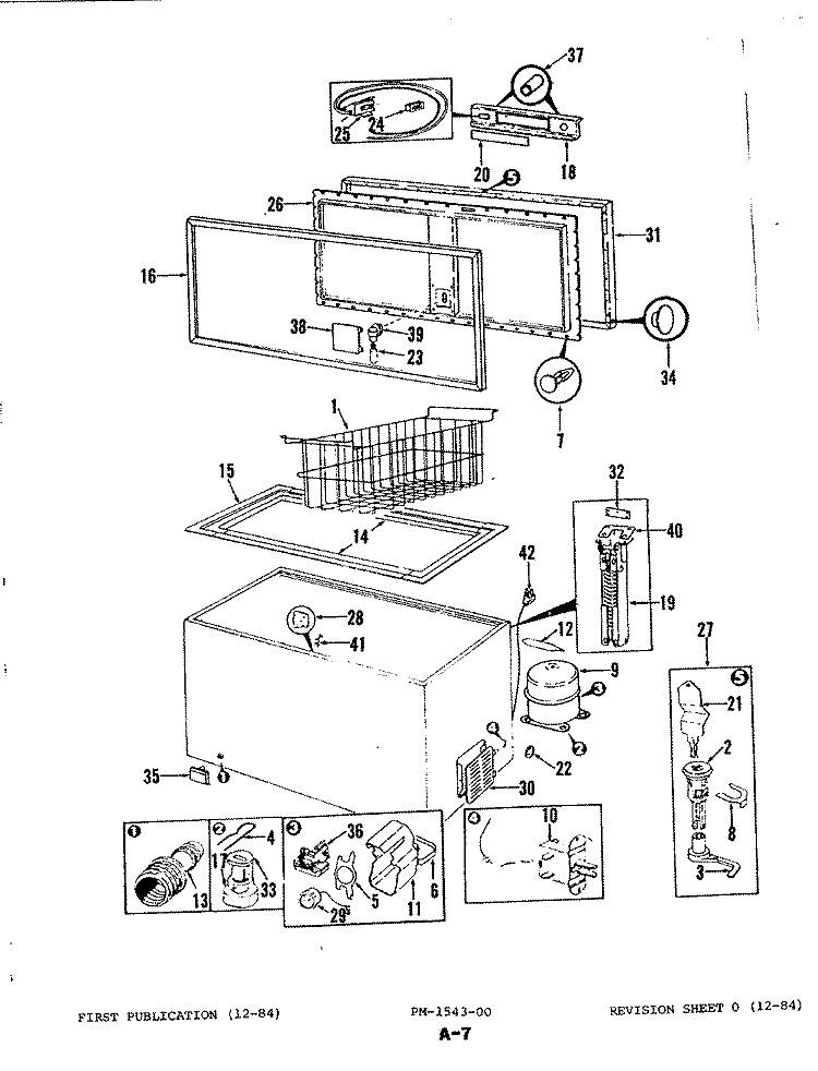 UNIT COMPARTMENT, CABINET & DOOR Diagram and Parts List for C8D EY67A Maytag Freezer