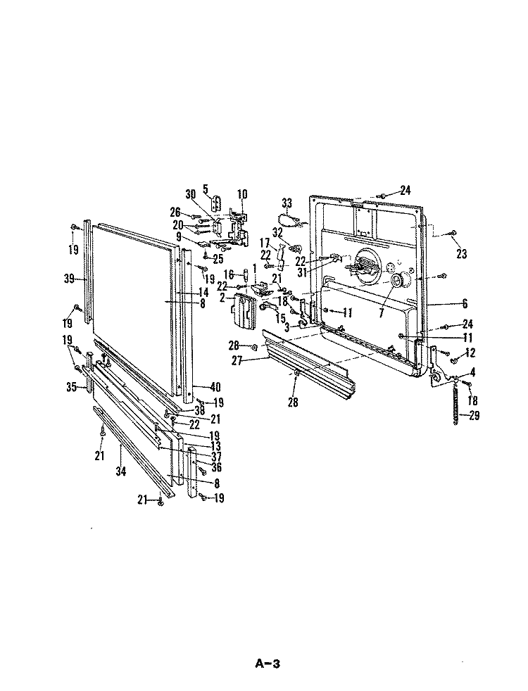 DOOR Diagram and Parts List for DU24H8  Maytag Dishwasher