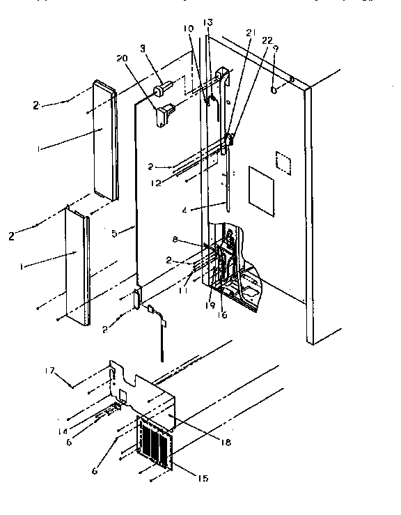 Cabinet Back Diagram and Parts List for TR21S4L-P1196102WL  Amana Refrigerator