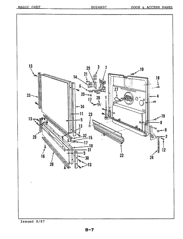 DOOR & ACCESS PANEL Diagram and Parts List for DU24H2C  Maytag Dishwasher