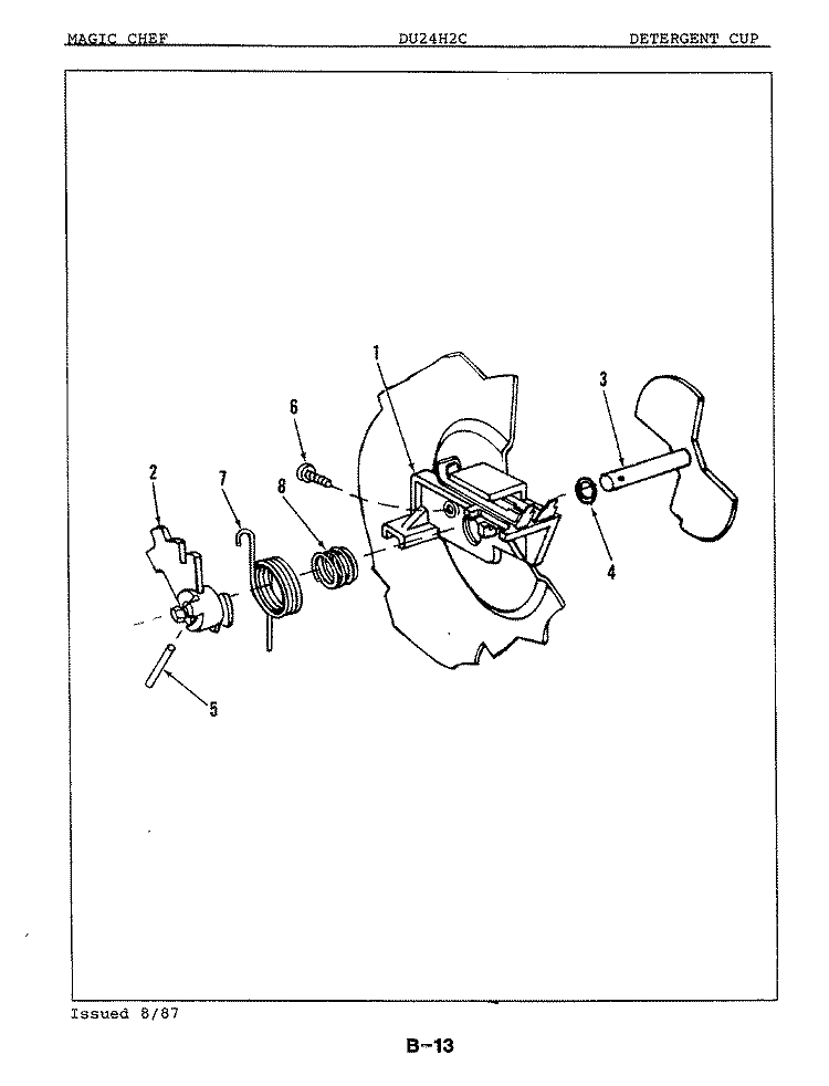 DETERGENT CUP Diagram and Parts List for DU24H2C  Maytag Dishwasher