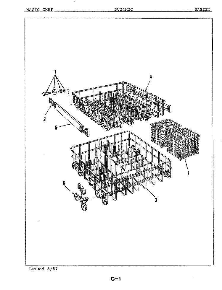 BASKET Diagram and Parts List for DU24H2C  Maytag Dishwasher