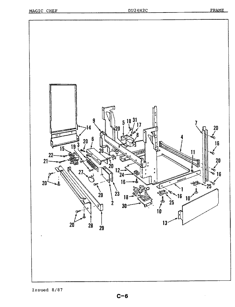 FRAME Diagram and Parts List for DU24H2C  Maytag Dishwasher