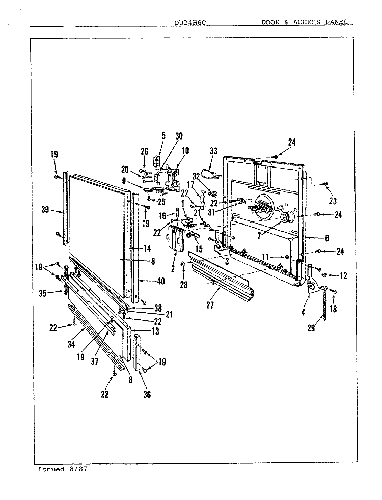 DOOR Diagram and Parts List for DU24H6A  Maytag Dishwasher