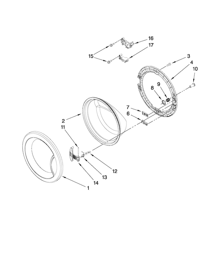 Door Parts Diagram and Parts List for MHWC7500YW0  Maytag Washer