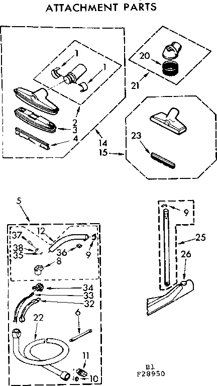 Attachment Parts Diagram and Parts List for 11628950  Kenmore Canister Vacuum