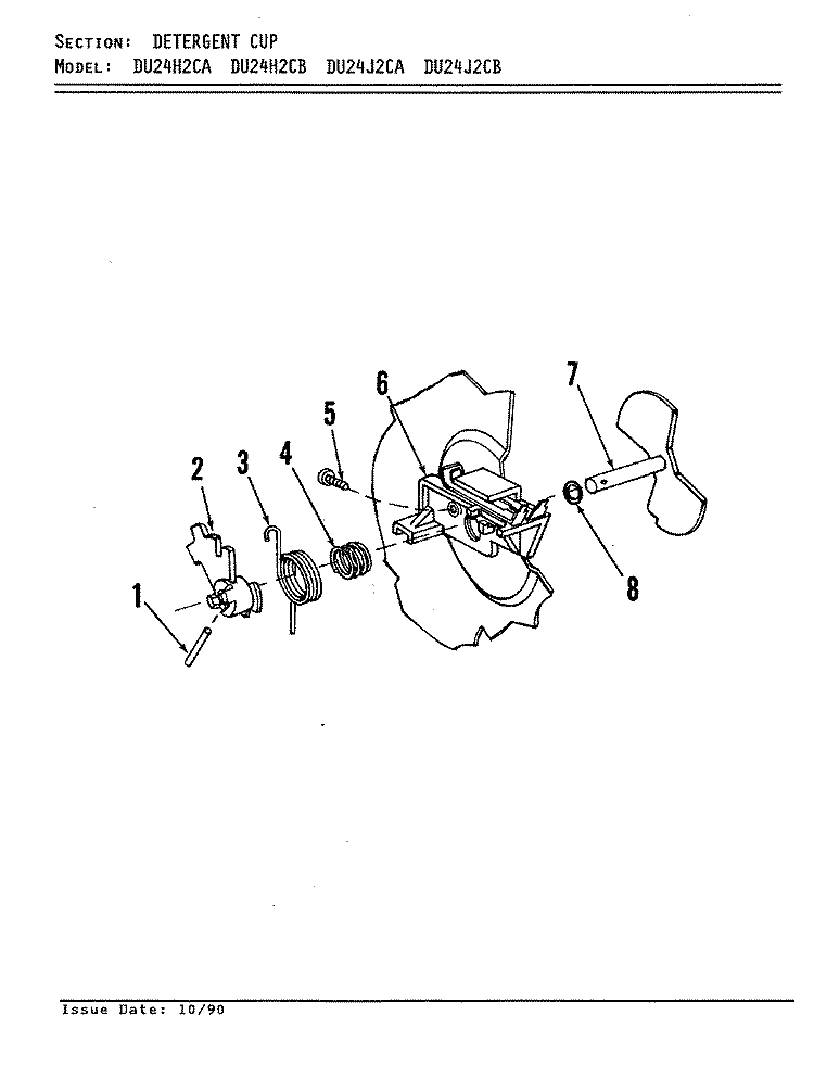 DETERGENT CUP Diagram and Parts List for DU24H2CA  Maytag Dishwasher