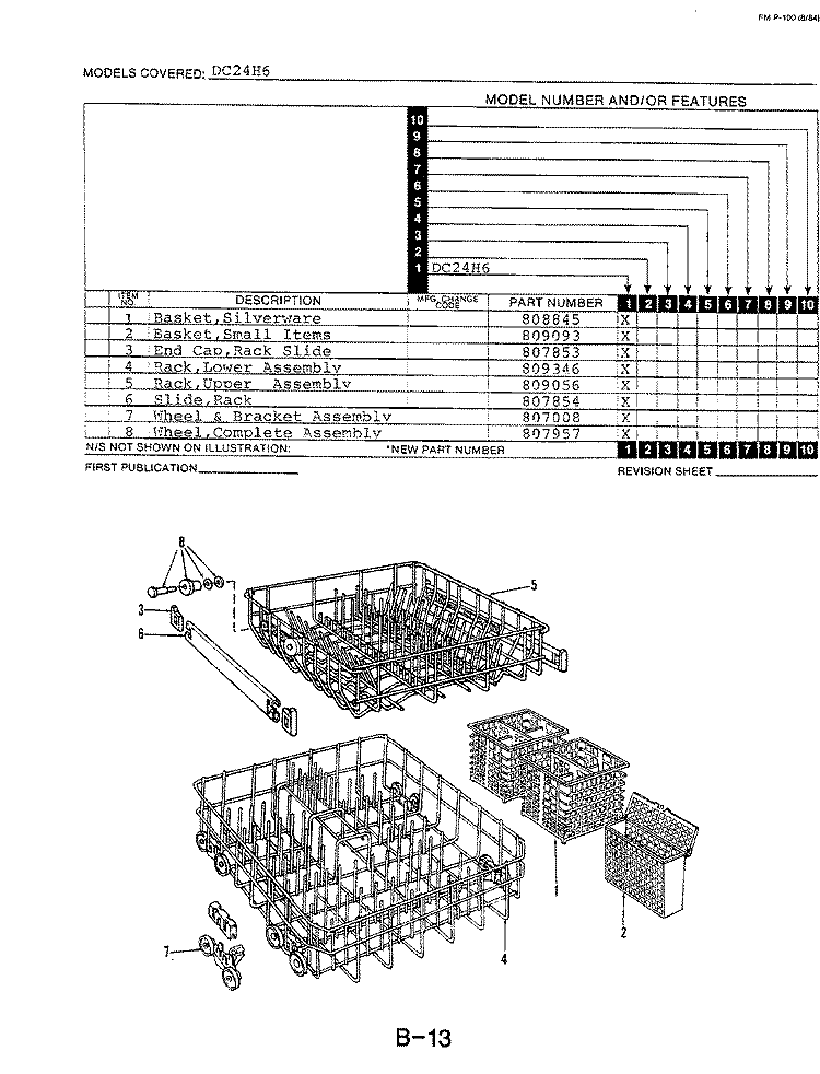 RACK Diagram and Parts List for DC24H6  Maytag Dishwasher