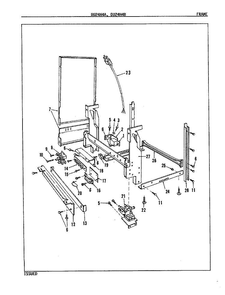 FRAME Diagram and Parts List for DU24H4B  Maytag Dishwasher