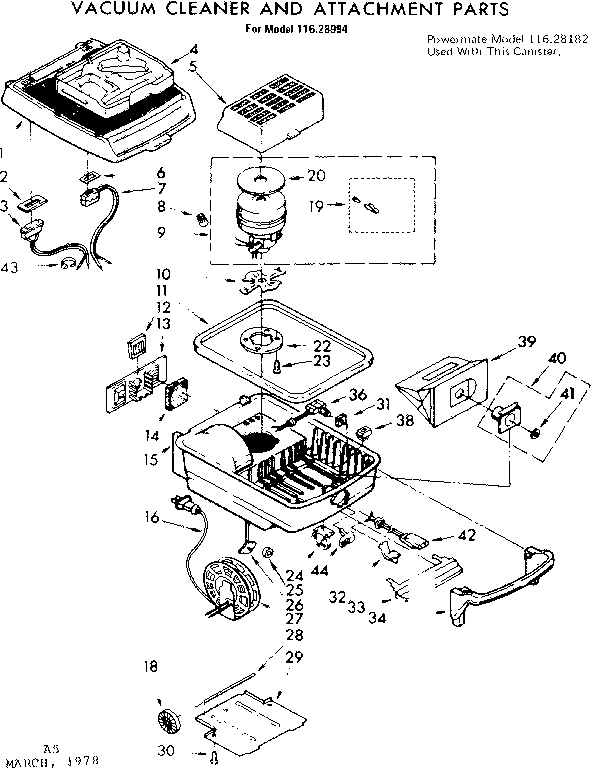 Base Assembly Diagram and Parts List for 11628994  Kenmore Canister Vacuum