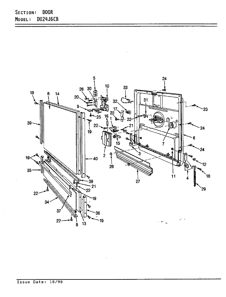 DOOR Diagram and Parts List for DU24J6CB  Maytag Dishwasher