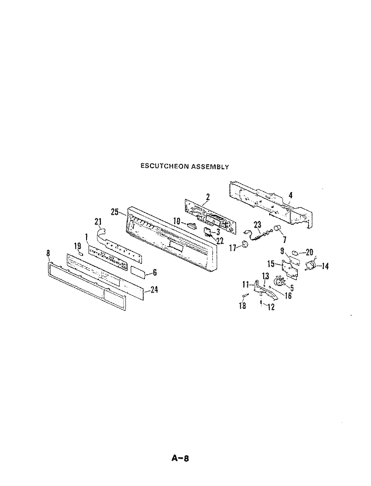 CONTROL PANEL Diagram and Parts List for DU100B-02  Magic Chef Dishwasher