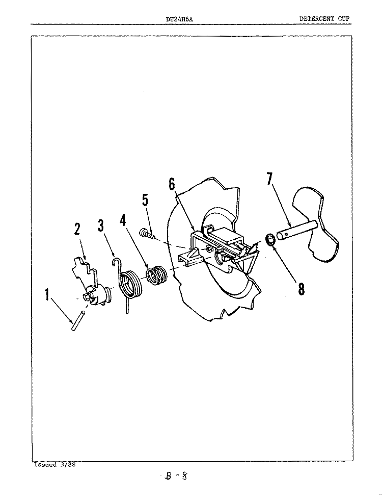 DETERGENT CUP Diagram and Parts List for DU24H6A  Maytag Dishwasher