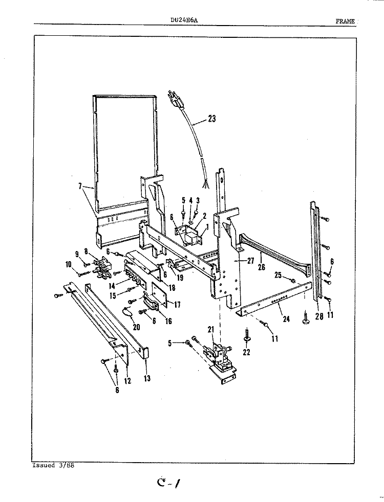 FRAME Diagram and Parts List for DU24H6A  Maytag Dishwasher