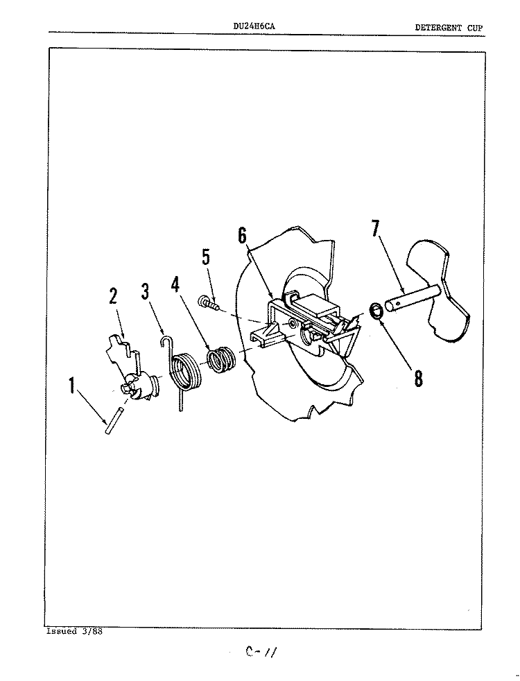 DETERGENT CUP Diagram and Parts List for DU24H6CA  Maytag Dishwasher