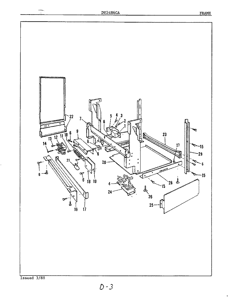 FRAME Diagram and Parts List for DU24H6CA  Maytag Dishwasher