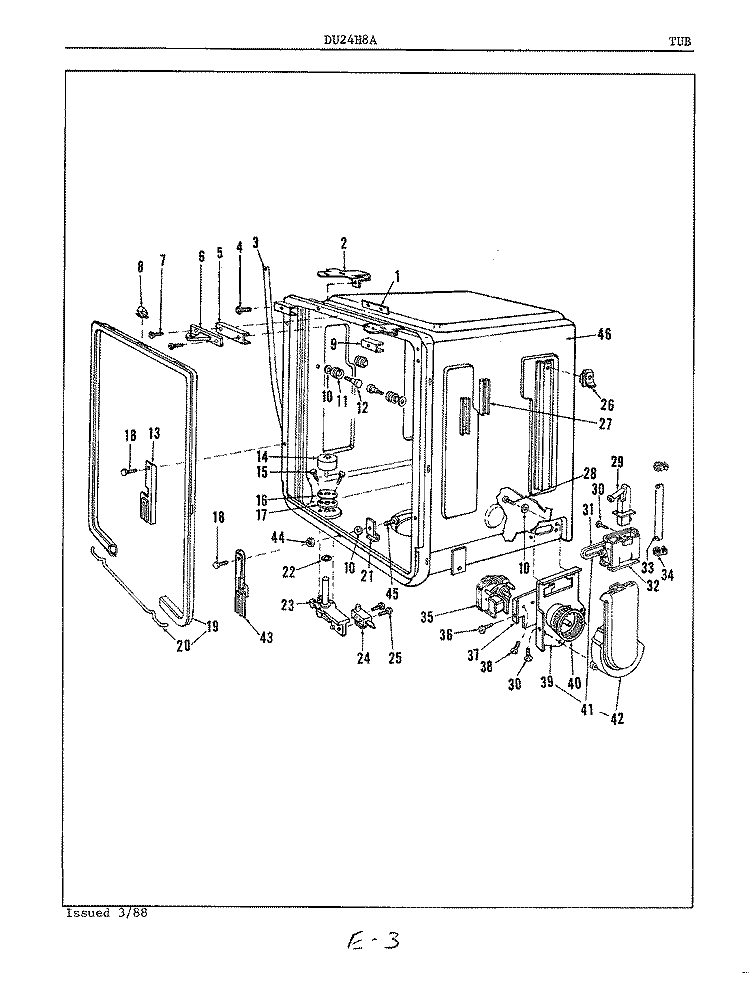 TUB Diagram and Parts List for DU24H8A  Maytag Dishwasher