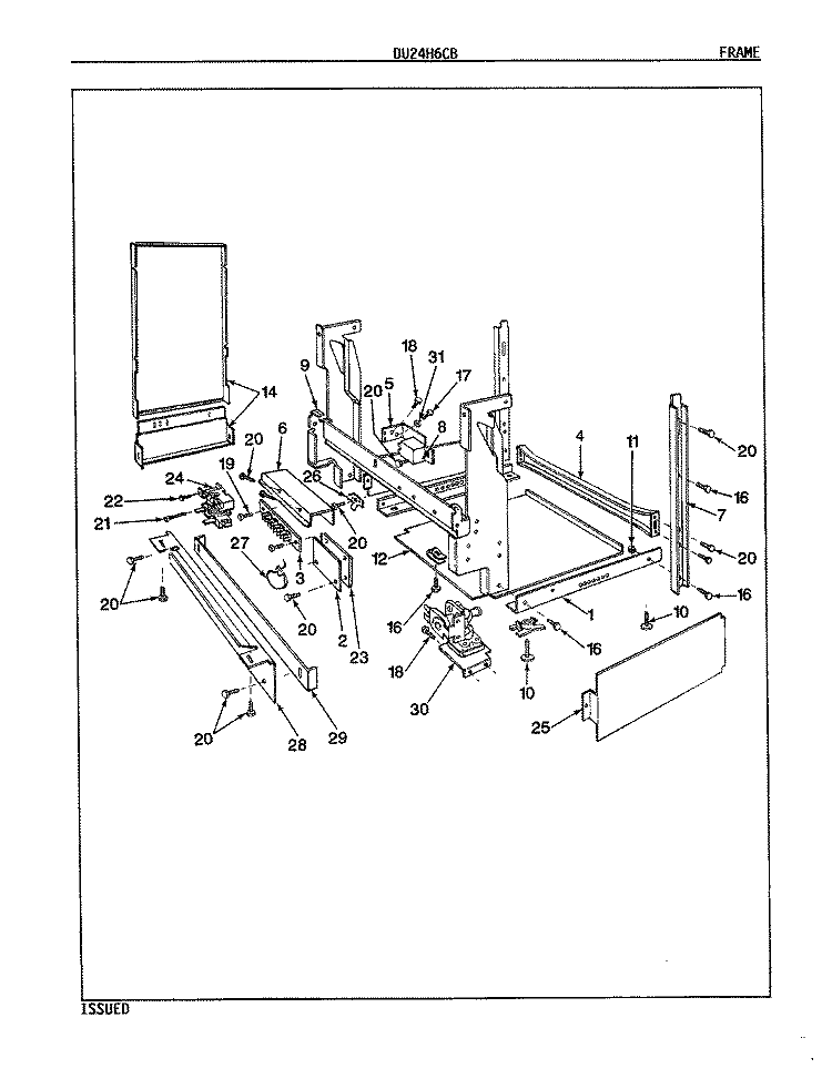 FRAME Diagram and Parts List for DU24H6CB  Magic Chef Dishwasher