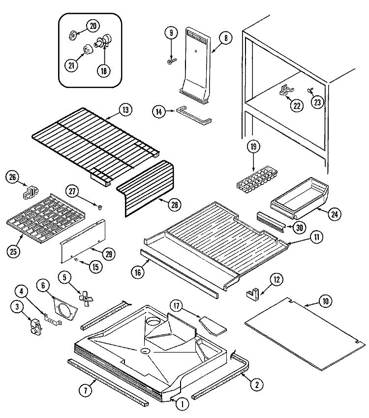 FREEZER COMPARTMENT Diagram and Parts List for NT198NB  Norge Refrigerator