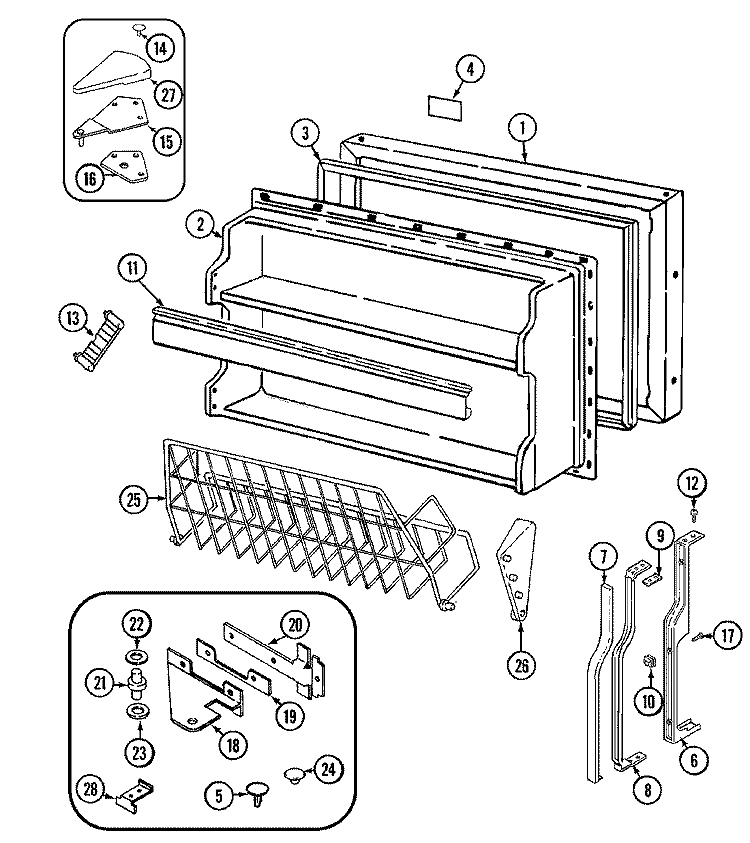 FREEZER DOOR Diagram and Parts List for RB214TM  Amana Refrigerator