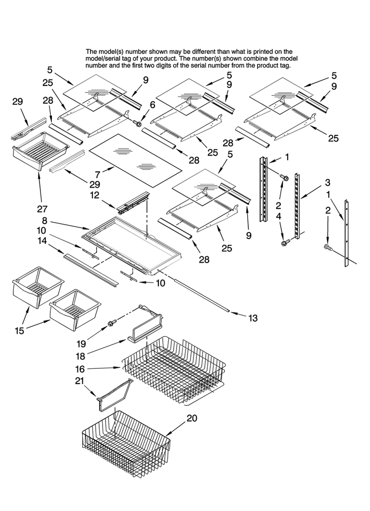 Shelf Parts Diagram and Parts List for ABB1922FED10  Amana Refrigerator