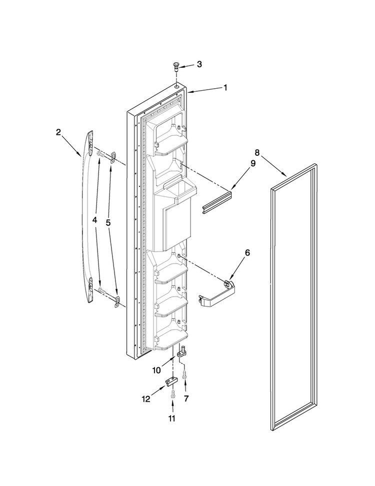 Freezer Door Parts Diagram and Parts List for MSD2274VEM01  Maytag Refrigerator