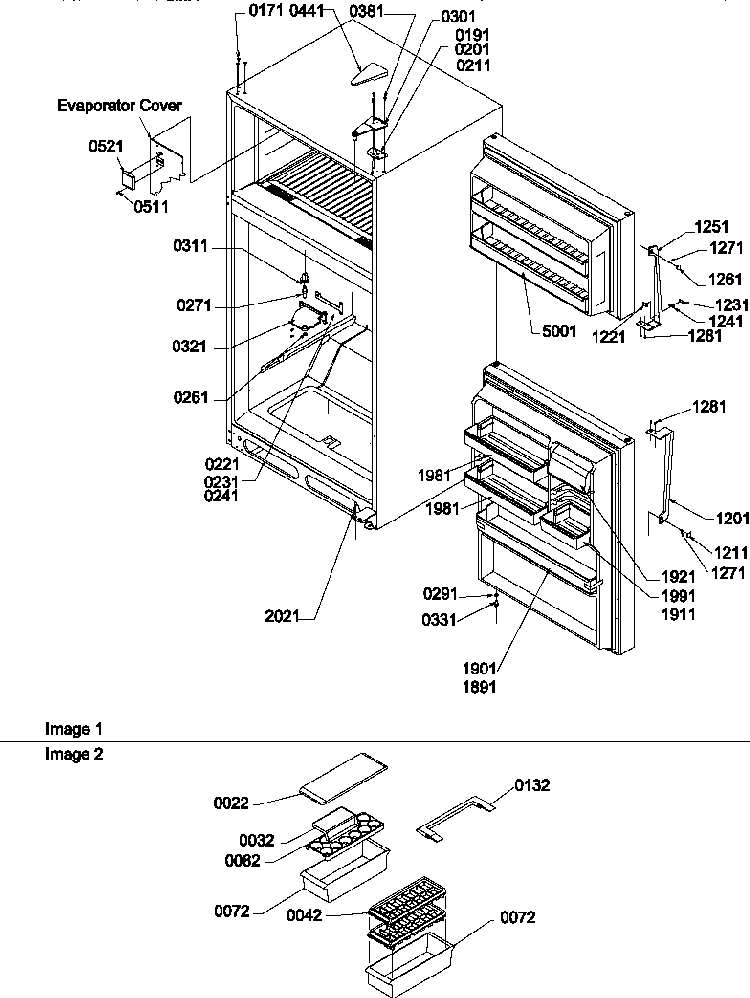 Door, Hinges And Accessories Diagram and Parts List for TG18V1L-P1194604WL  Amana Refrigerator