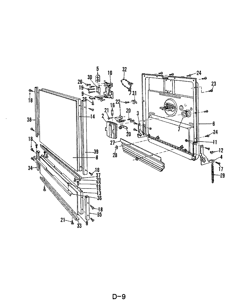 DOOR PARTS Diagram and Parts List for DU24H4  Maytag Dishwasher