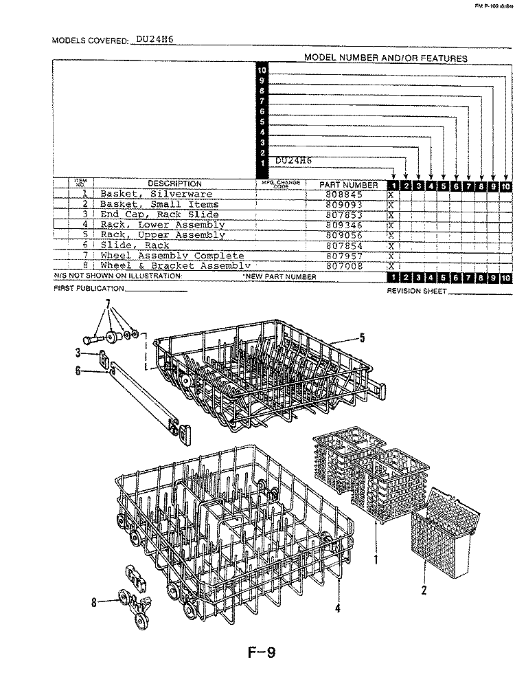 RACK Diagram and Parts List for DU24H6  Maytag Dishwasher