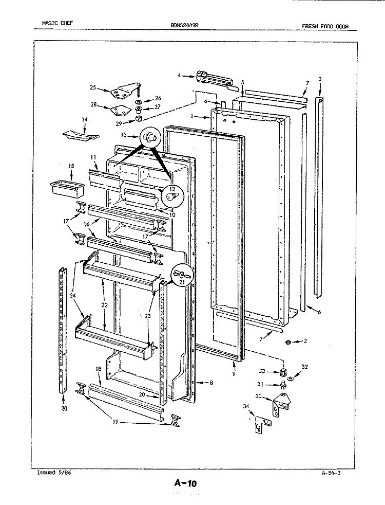 FRESH FOOD DOOR Diagram and Parts List for BDNS24A9RA 4N49B Maytag Refrigerator