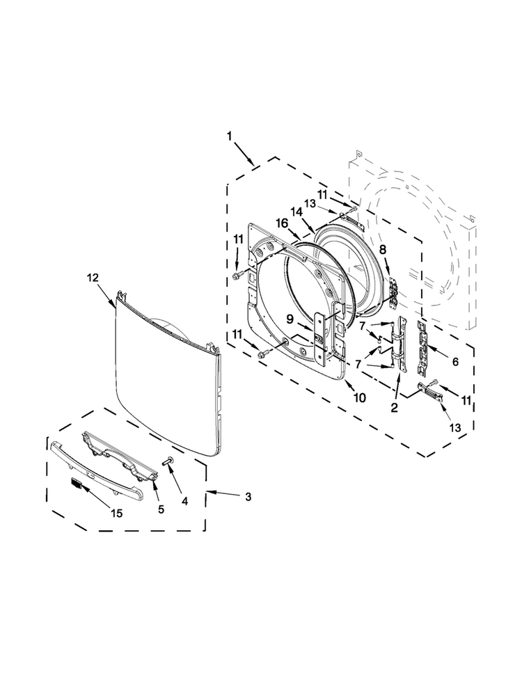 Door Parts Diagram and Parts List for MGD4000BW1  Maytag Dryer