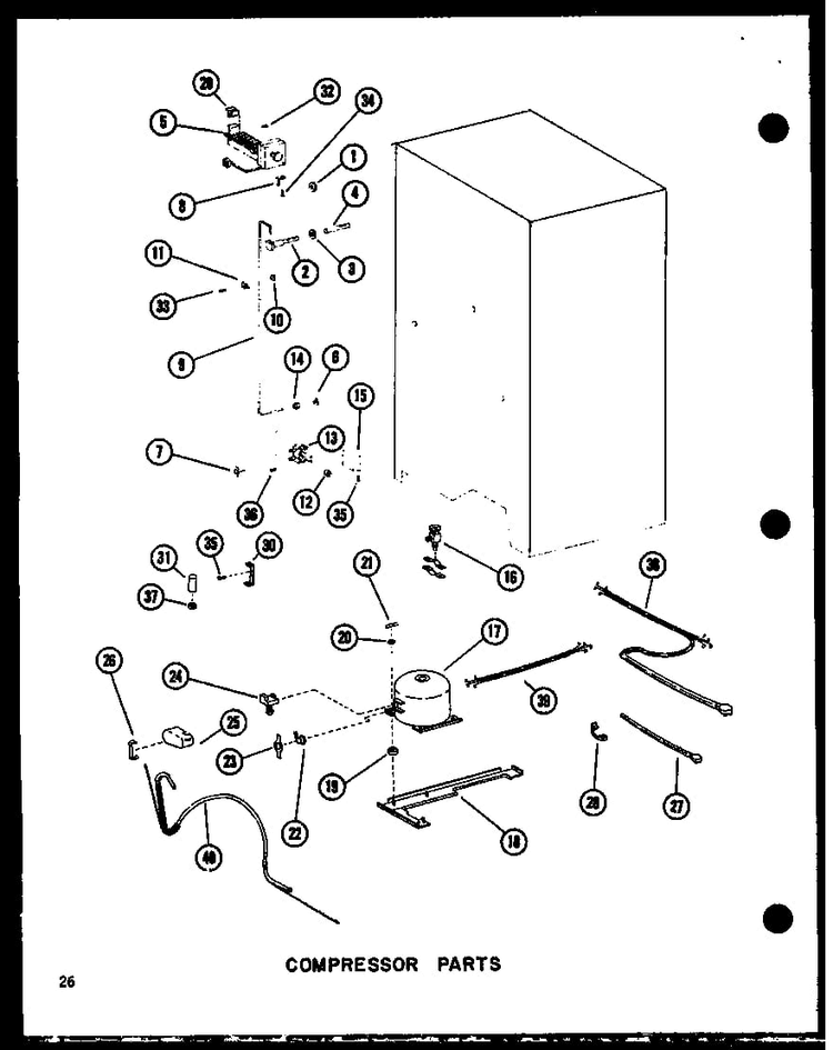 Compressor Parts Diagram and Parts List for SRI19C-P73320-54W  Amana Refrigerator