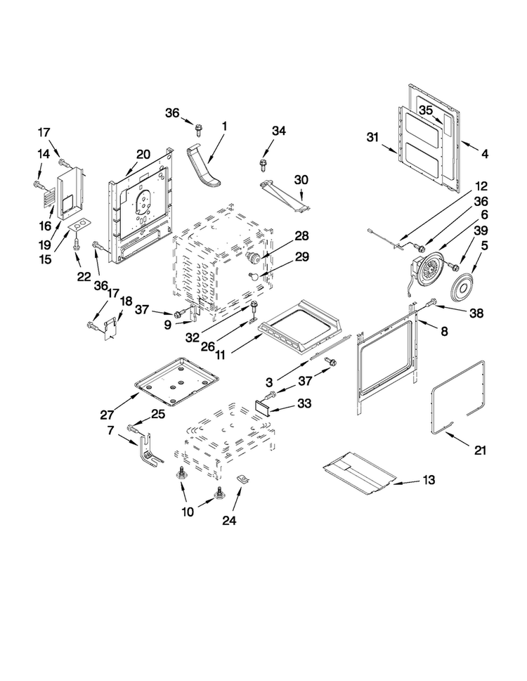 Chassis Parts Diagram and Parts List for MGR5765QDB32  Maytag Range