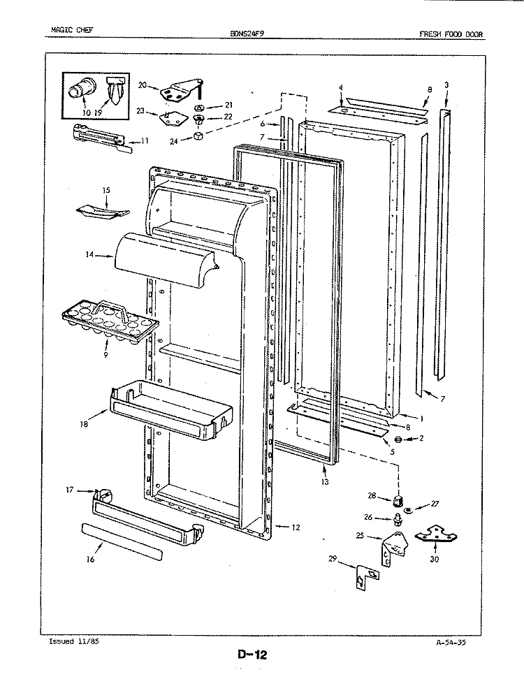 FRESH FOOD DOOR Diagram and Parts List for BDNS24F9A 5L56A Maytag Refrigerator