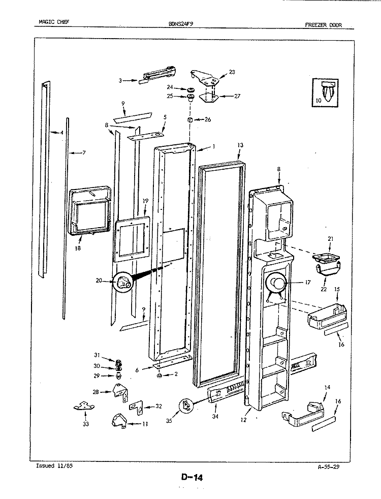 FREEZER DOOR Diagram and Parts List for BDNS24F9A 5L56A Maytag Refrigerator