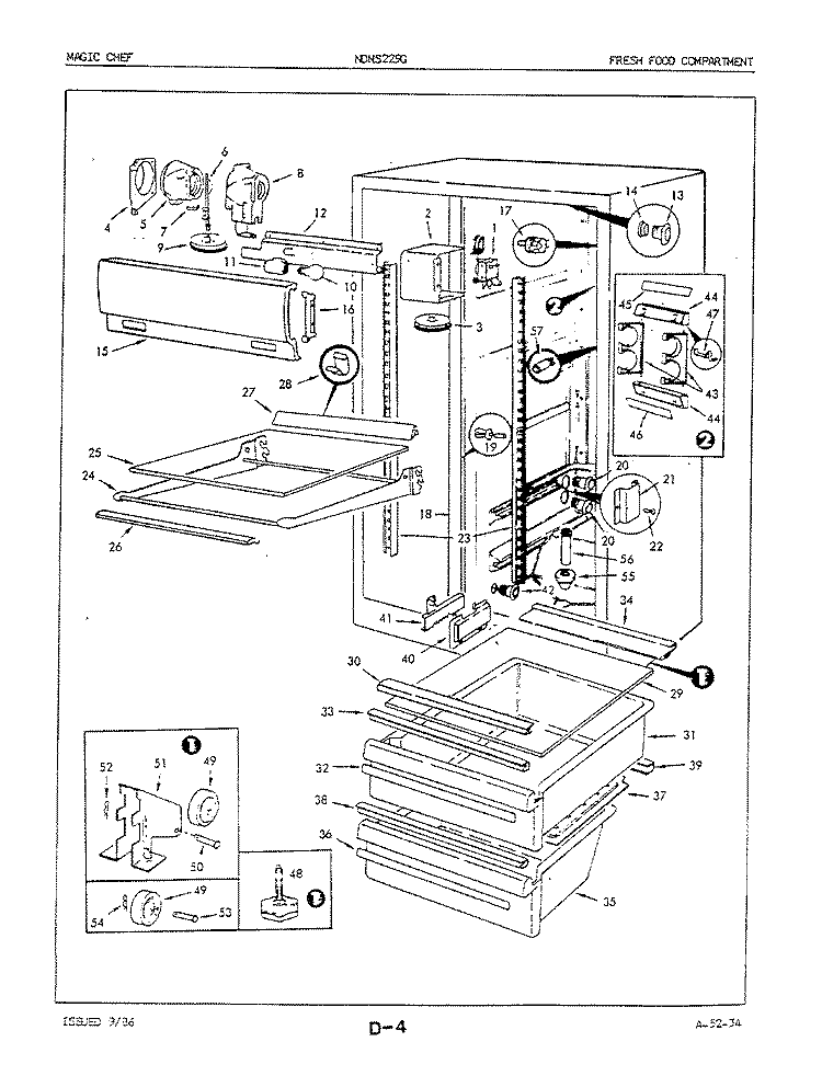 FRESH FOOD COMPARTMENT Diagram and Parts List for NDNS229G 5N65A Maytag Refrigerator