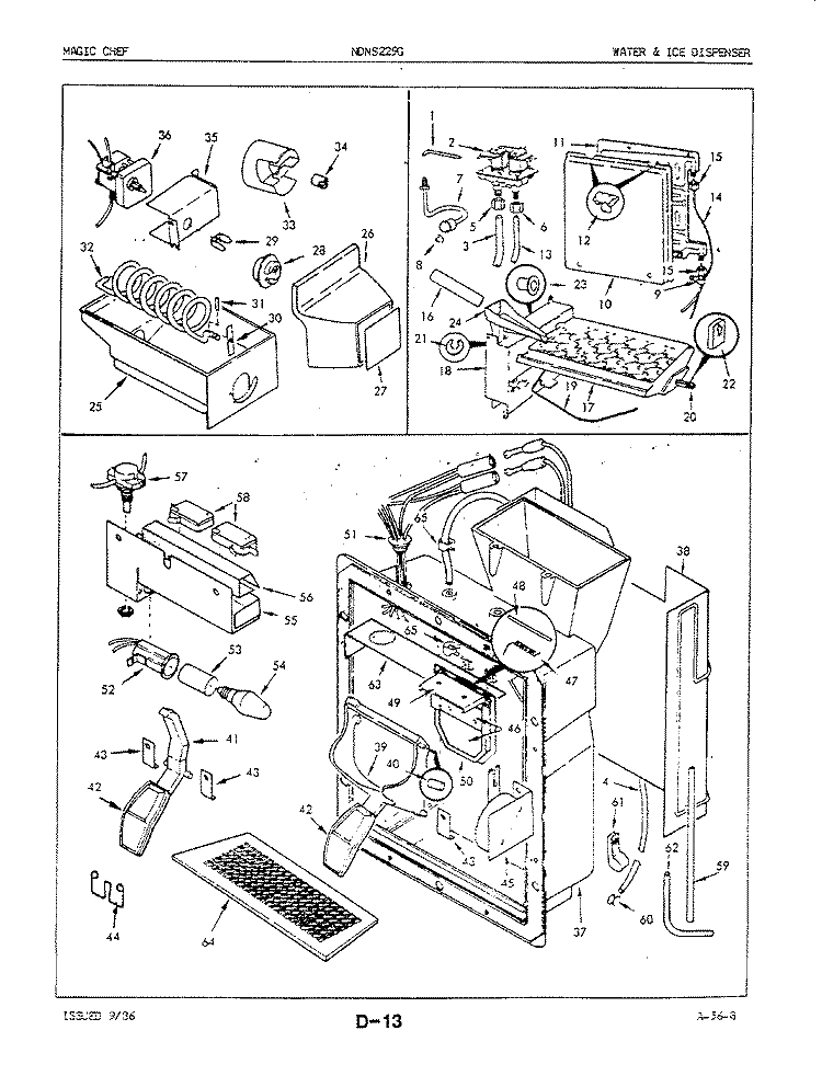 WATER & ICE DISPENSER Diagram and Parts List for NDNS229G 5N65A Maytag Refrigerator