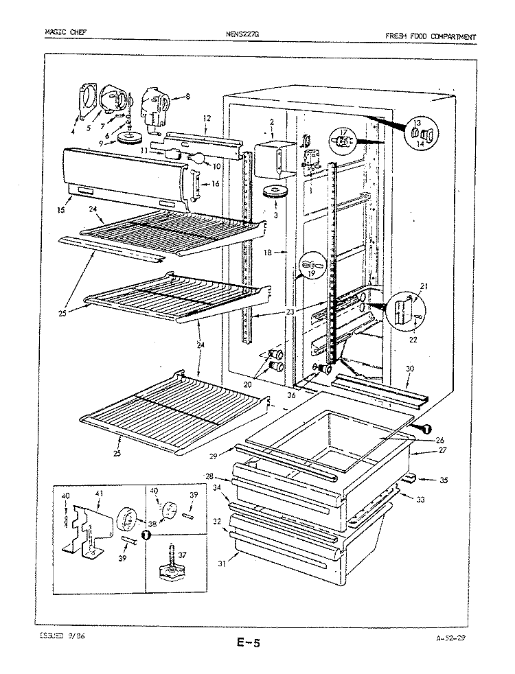 FRESH FOOD COMPARTMENT Diagram and Parts List for NENS227GA 5N63A Maytag Refrigerator