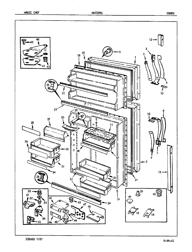 DOORS Diagram and Parts List for NNT238GA 7D58A Maytag Refrigerator
