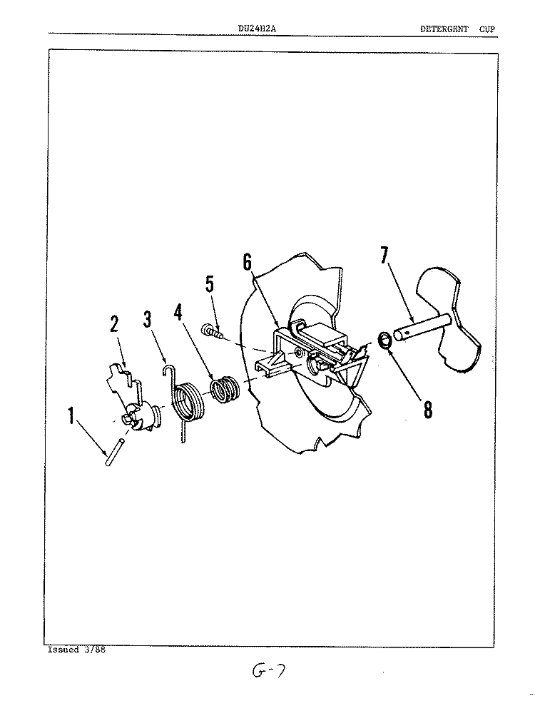 DETERGENT CUP Diagram and Parts List for DU24H2A  Maytag Dishwasher