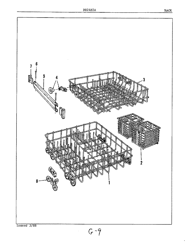 RACK Diagram and Parts List for DU24H2A  Maytag Dishwasher