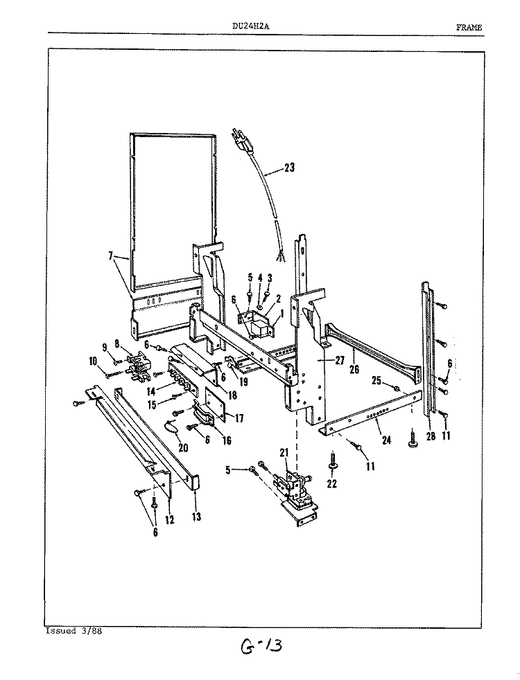FRAME Diagram and Parts List for DU24H2A  Maytag Dishwasher