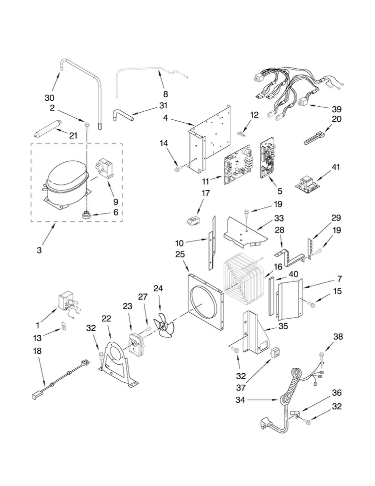Upper Unit Parts Diagram and Parts List for JS48CXDBDB01  Jenn-Air Refrigerator